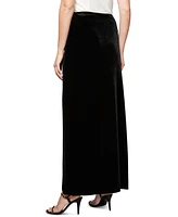 Alex Evenings Women's Side-Slit Velvet Pull-On Skirt