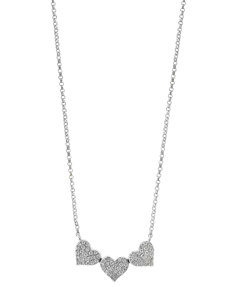 Effy Diamond Pave Triple Heart Pendant Necklace (1/4 ct. t.w.) 14k Gold, White Gold & Rose or