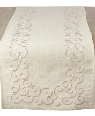 Saro Lifestyle Table Runner with Embroidered Border, 54" x 16"