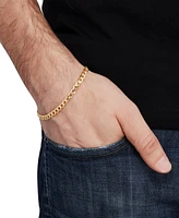 Italian Gold Beveled Curb Link Chain Bracelet in 10k Gold