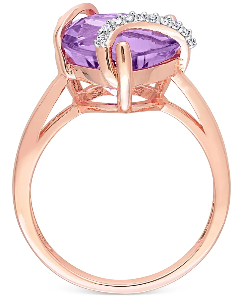 Amethyst (6-1/2 ct. t.w.) & Diamond (1/20 Heart Swirl Ring 18k Rose Gold-Plated Sterling Silver