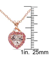 Morganite (1-1/10 ct. t.w.), Pink Tourmaline (1/5 ct. t.w.) & Diamond Accent Heart 18" Pendant Necklace in 18k Rose Gold-Plated Sterling Silver