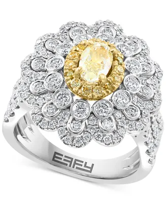 Effy Yellow Diamond (7/8 ct. t.w.) & White Diamond (1-1/3 ct. t.w.) Ring in 18k Two-Tone Gold