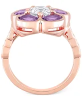 Amethyst (2 ct. t.w.) & White Topaz (1 Flower Ring Rose Gold-Plated Sterling Silver