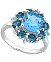 Blue Topaz Halo Ring (4-1/10 ct. t.w.) Sterling Silver