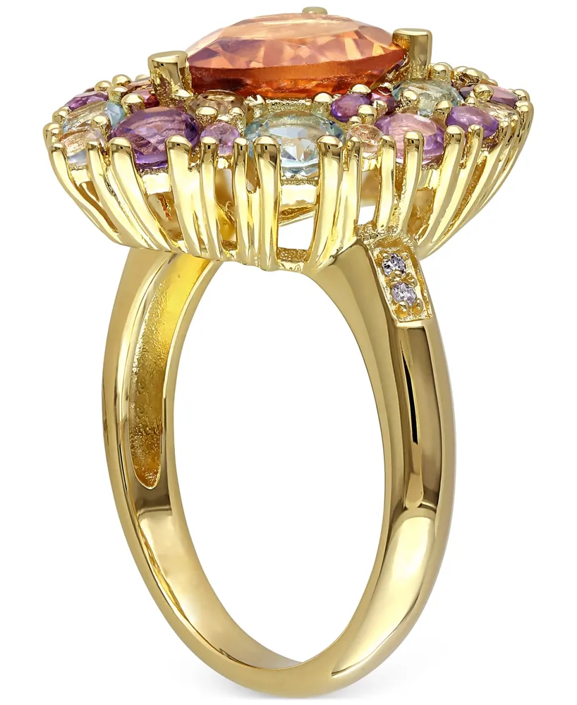 Multi-Gemstone(4-3/4 ct. t.w.) & Diamond Accent Teardrop Cluster Ring 18k Gold-Plated Sterling Silver