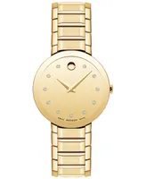 Movado Sapphire Women's Swiss Diamond (1/20 ct. t.w.) Gold-Tone Pvd Bracelet Watch 28mm