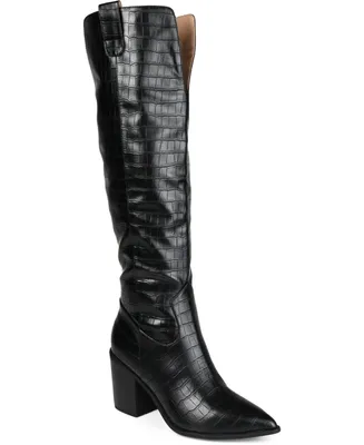 Journee Collection Women's Therese Extra Wide Calf Block Heel Knee High Dress Boots