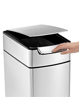 simplehuman Brushed Stainless Steel 40 Liter Fingerprint Proof Slim Touch Bar Trash Can