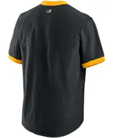 Men's Black, Gold Pittsburgh Pirates Authentic Collection Short Sleeve Hot Pullover Jacket - Black, Gold
