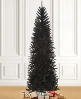 Glitzhome Black Tinsel Artificial Christmas Tree, 7.5'