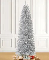 Glitzhome Silver-tone Tinsel Artificial Christmas Tree, 7.5'