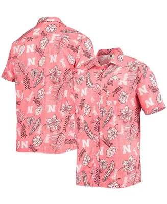 Men's Scarlet Nebraska Huskers Vintage-Like Floral Button-Up Shirt