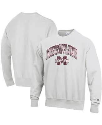 Men's Gray Mississippi State Bulldogs Arch Over Logo Reverse Weave Pullover Sweatshirt