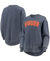 Women's Navy Auburn Tigers Vintage-Like Wash Pullover Sweatshirt