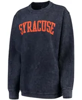 Women's Navy Syracuse Orange Comfy Cord Vintage-Like Wash Basic Arch Pullover Sweatshirt