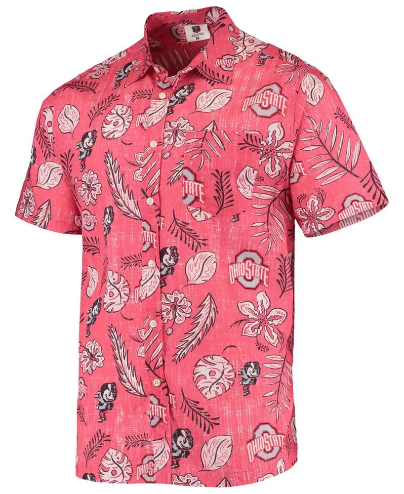 Men's Scarlet Ohio State Buckeyes Vintage-Like Floral Button-Up Shirt