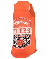 Women's Orange Clemson Tigers Sanders Animal Print Tank Top