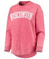 Women's Red Wisconsin Badgers Vintage-Like Wash Pullover Sweatshirt