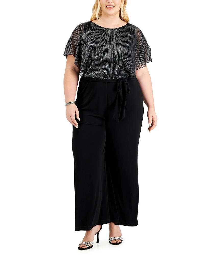 Connected Plus Shimmer-Bodice Jumpsuit