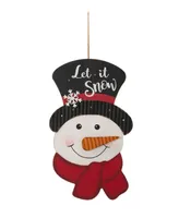 Glitzhome Lighted 3D Wooden Metal Snowman Wall Decor, 19"