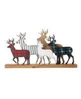 Glitzhome Galvanized Metal, Wooden Reindeer Table Decor, 18"