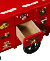 Glitzhome Wooden Christmas Truck Countdown Calendar, 14.5"