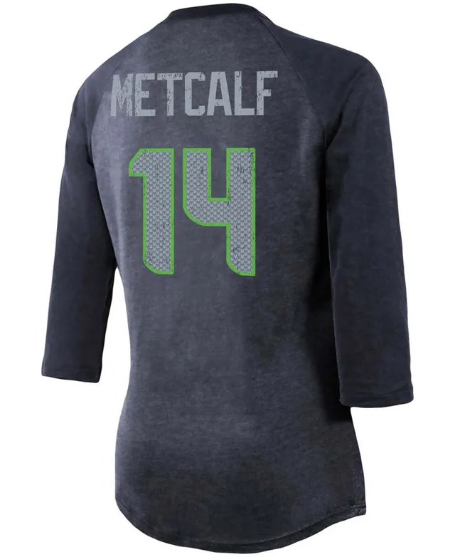 Women's Fanatics Branded Russell Wilson Cream/Navy Seattle Seahawks Player  Raglan Name & Number 3/4-Sleeve T-Shirt