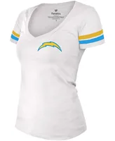 Women's Justin Herbert White Los Angeles Chargers Name Number V-Neck T-shirt