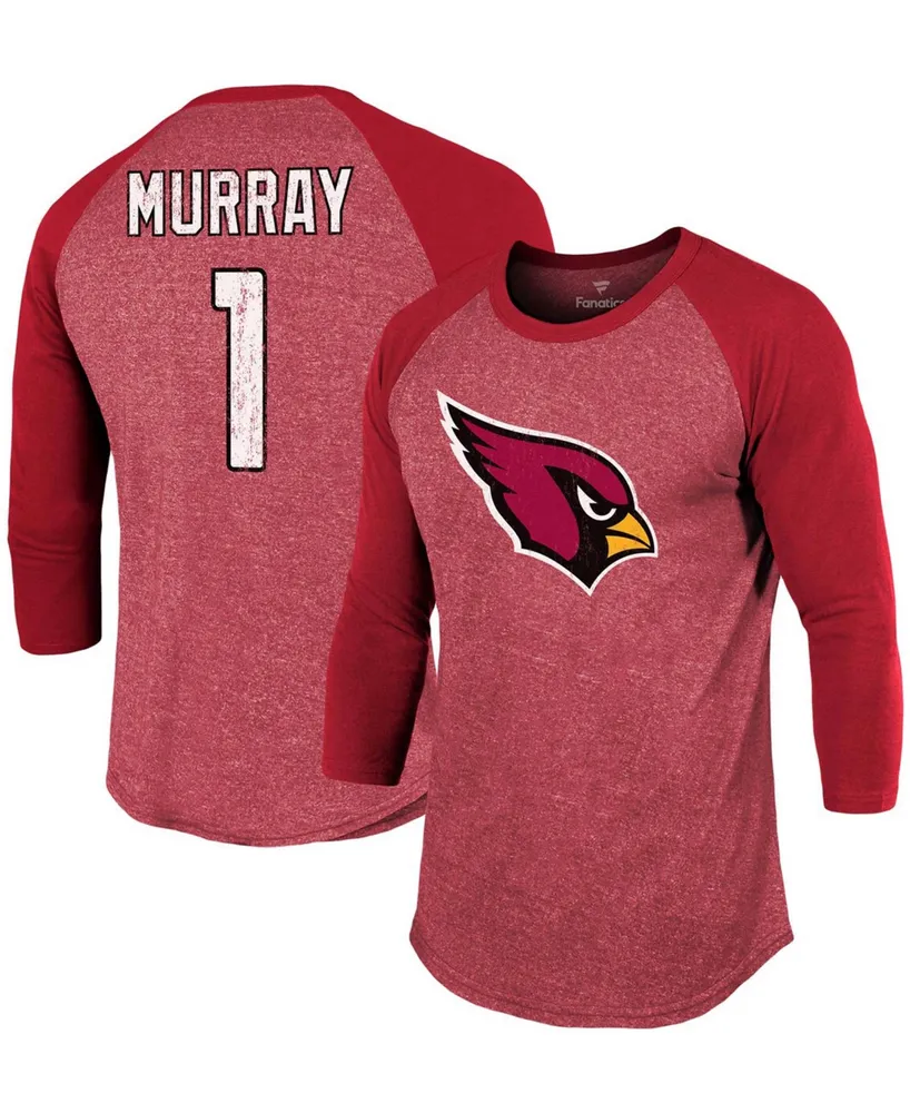 Men's Kyler Murray Cardinal Arizona Cardinals Team Player Name Number Tri-Blend Raglan 3/4 Sleeve T-shirt