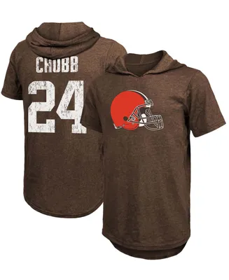Men's Nick Chubb Brown Cleveland Browns Player Name Number Tri-Blend Hoodie T-shirt