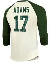 Men's Davante Adams Cream, Green Green Bay Packers Vintage-Inspired Player Name Number Raglan 3/4 Sleeve T-shirt