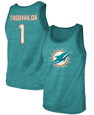 Men's Tua Tagovailoa Aqua Miami Dolphins Name Number Tri-Blend Tank Top
