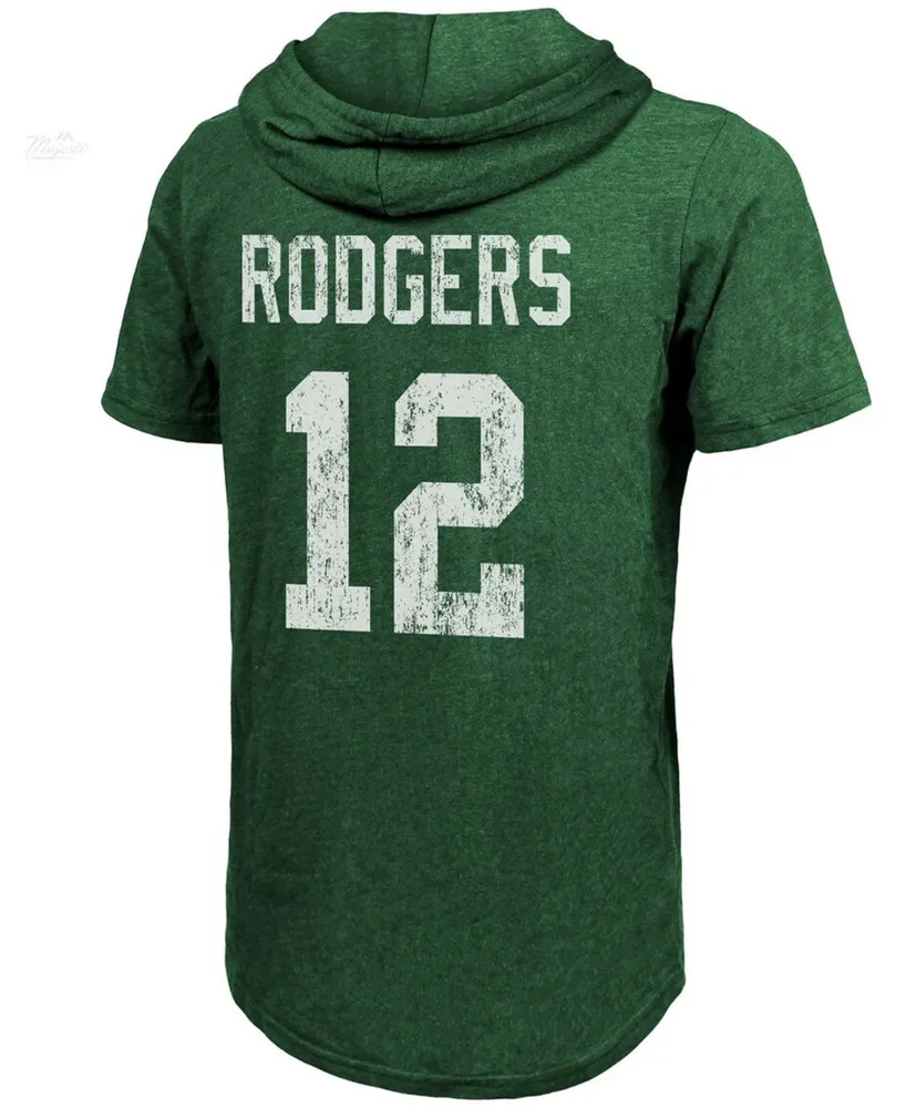 Men's Aaron Rodgers Green Bay Packers Player Name Number Tri-Blend Hoodie T-shirt