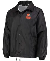 Men's Black Cleveland Browns Coaches Classic Raglan Full-Snap Windbreaker Jacket