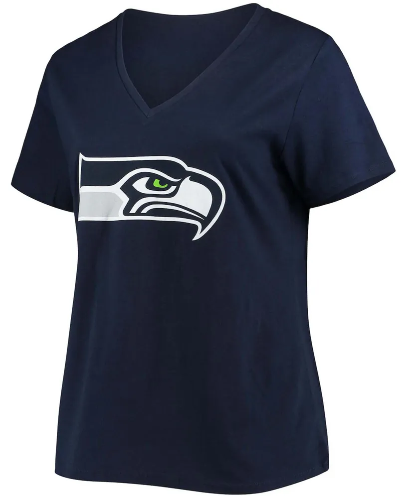 Women's Plus Dk Metcalf College Navy Seattle Seahawks Name Number V-Neck T-shirt