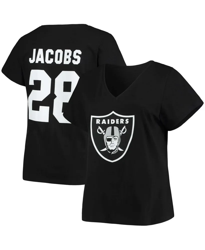 Josh Jacobs Las Vegas Raiders Majestic Threads Women's Drip-Dye Player Name  & Number Tri-Blend Crop T-Shirt - Black/White