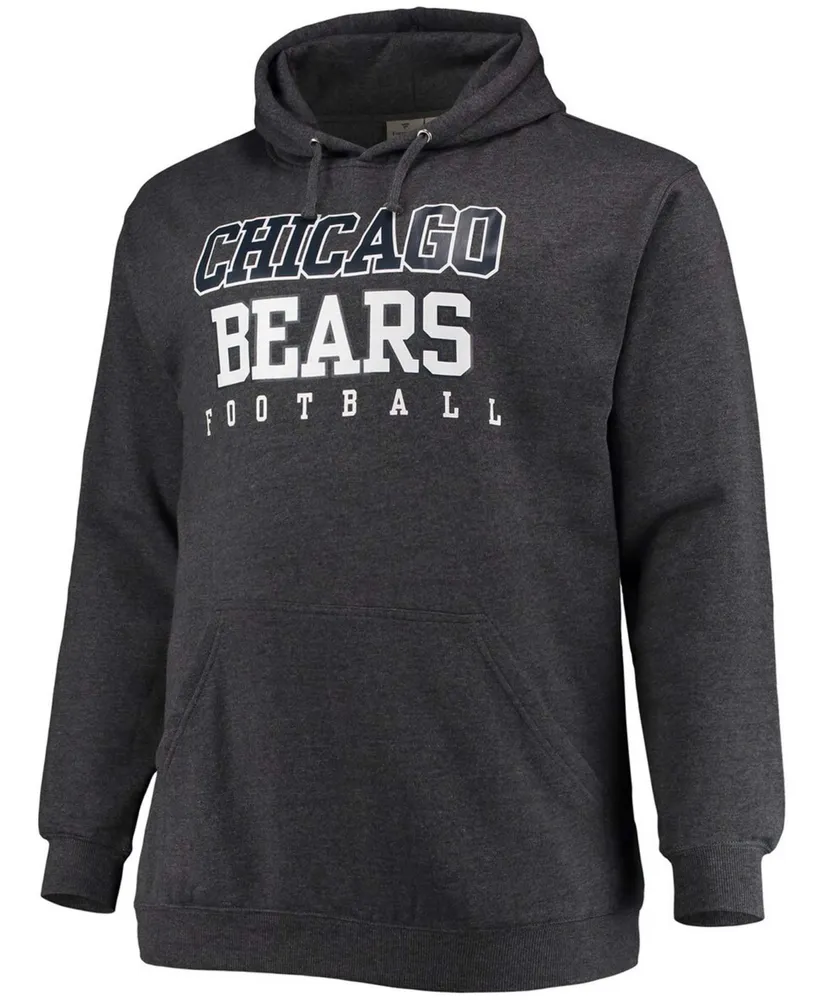 Men's Big and Tall Heathered Charcoal Chicago Bears Practice Pullover Hoodie