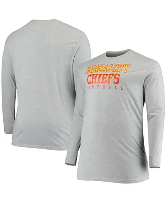 Men's Big and Tall Heathered Gray Kansas City Chiefs Practice Long Sleeve T-shirt
