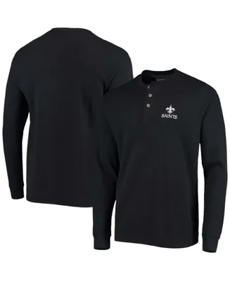 Men's Black New Orleans Saints Maverick Thermal Henley Long Sleeve T-shirt