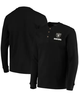 Men's Dunbrooke Black Las Vegas Raiders Logo Maverick Thermal Henley Long Sleeve T-shirt