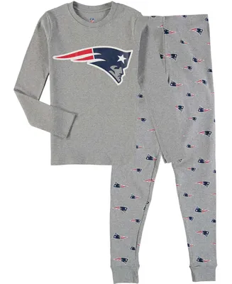 Big Boys Heathered Gray New England Patriots Long Sleeve T-shirt and Pants Sleep Set