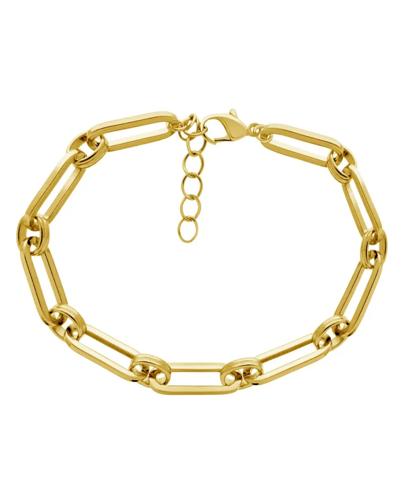 And Now This Gold or Silver Plated Circle Oblong Link Bracelet - Gold