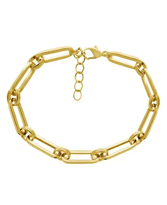 And Now This Gold or Silver Plated Circle Oblong Link Bracelet - Gold