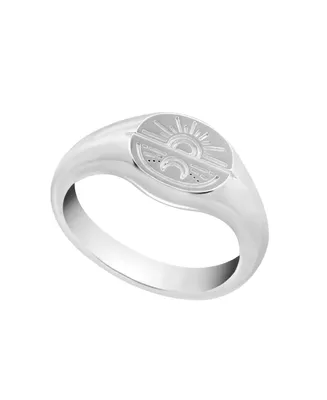 And Now This Silver Plated Sun Moon Disc Ring 