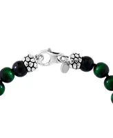 Effy Men's Green Tiger Eye & Onyx Bead Bracelet in Sterling Silver