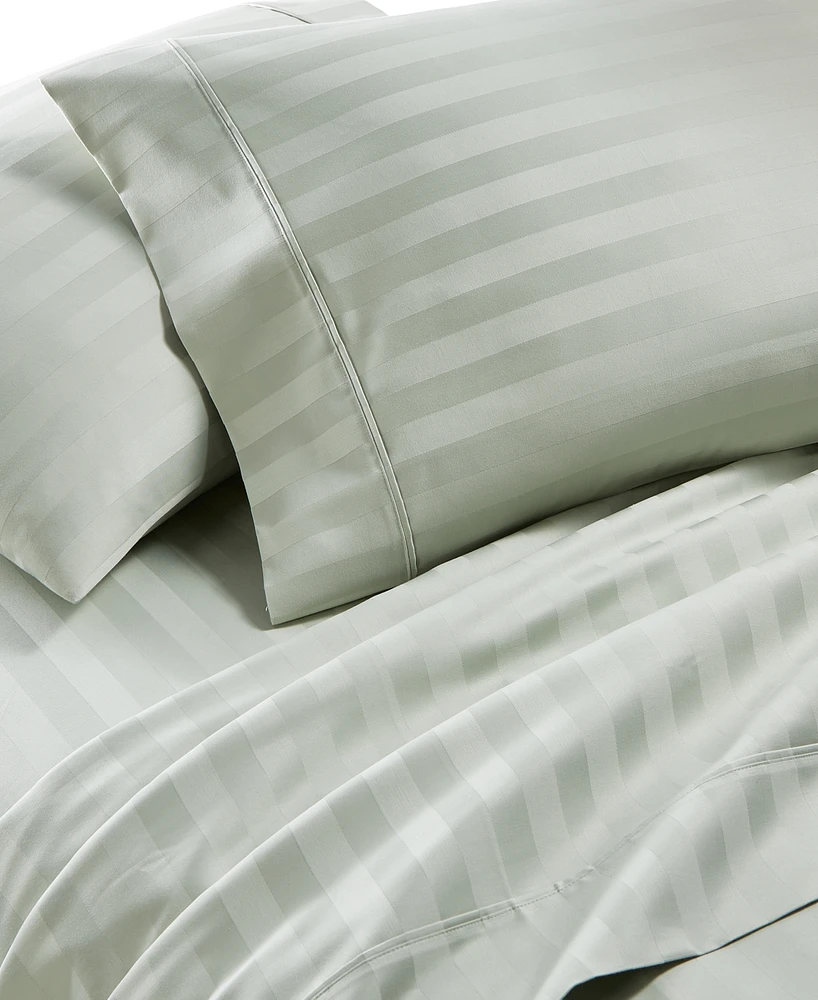 Aq Textiles Bergen House Stripe 1000 Thread Count 100% Certified Egyptian Cotton 4-Pc. Sheet Set