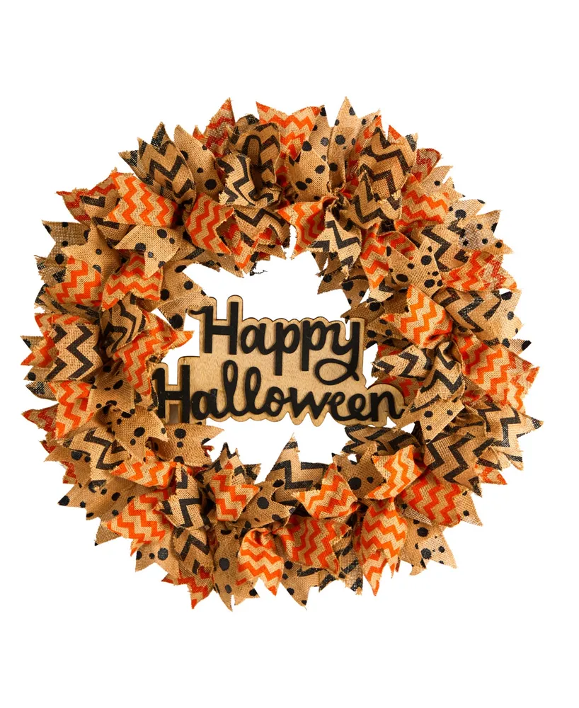 30" Halloween Burlap Ribbon Wreath