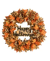 30" Halloween Burlap Ribbon Wreath