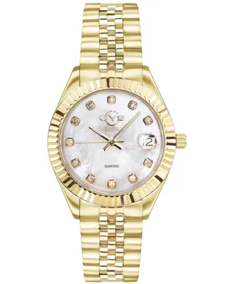 GV2 Women's Naples Gold-Tone Ion Plating Swiss Quartz Bracelet Watch 34 mm